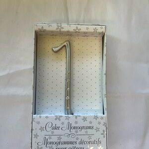 Silver Cake Monogram Number 1 With Rhinestones